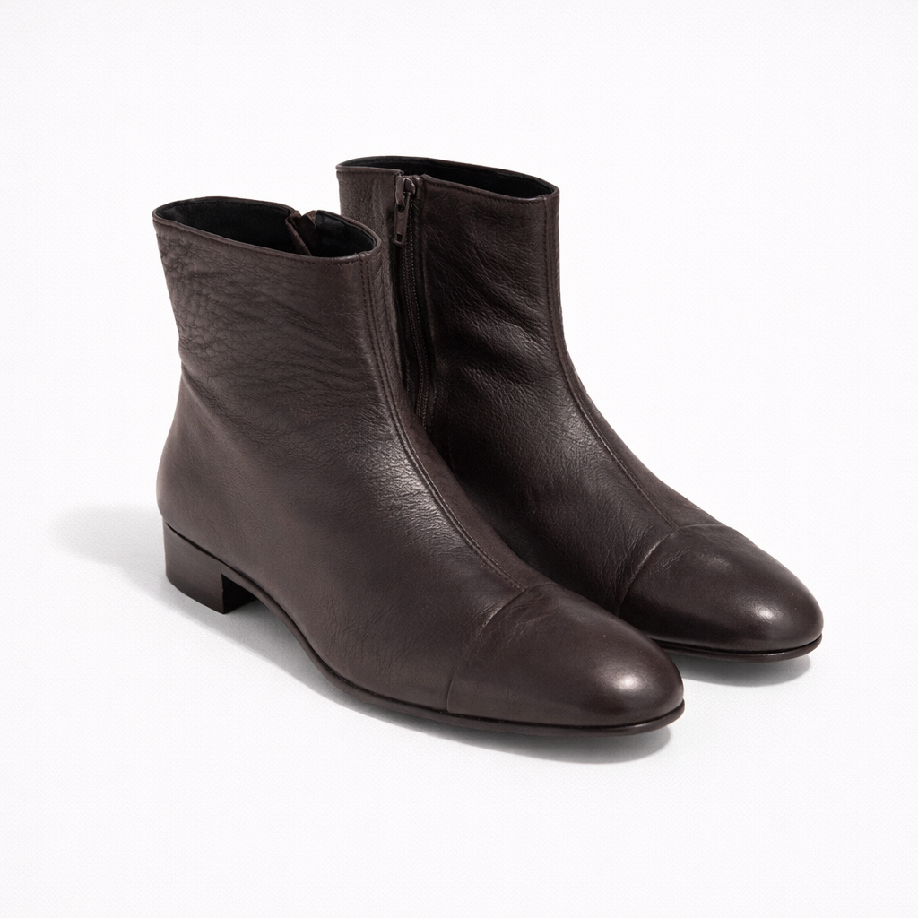 Bottine Andy en cuir de veau souple chocolat