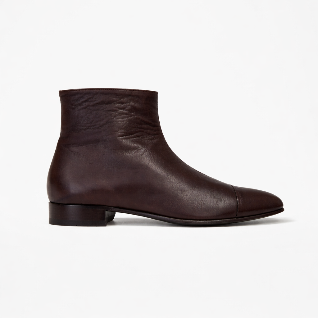Bottine Andy en cuir de veau souple chocolat