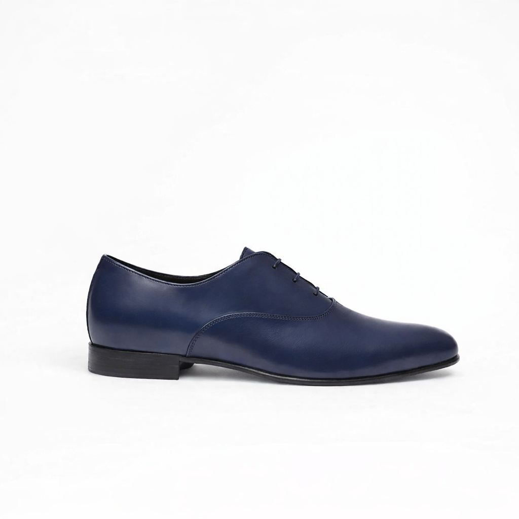 Richelieu Charles en cuir de veau lisse bleu