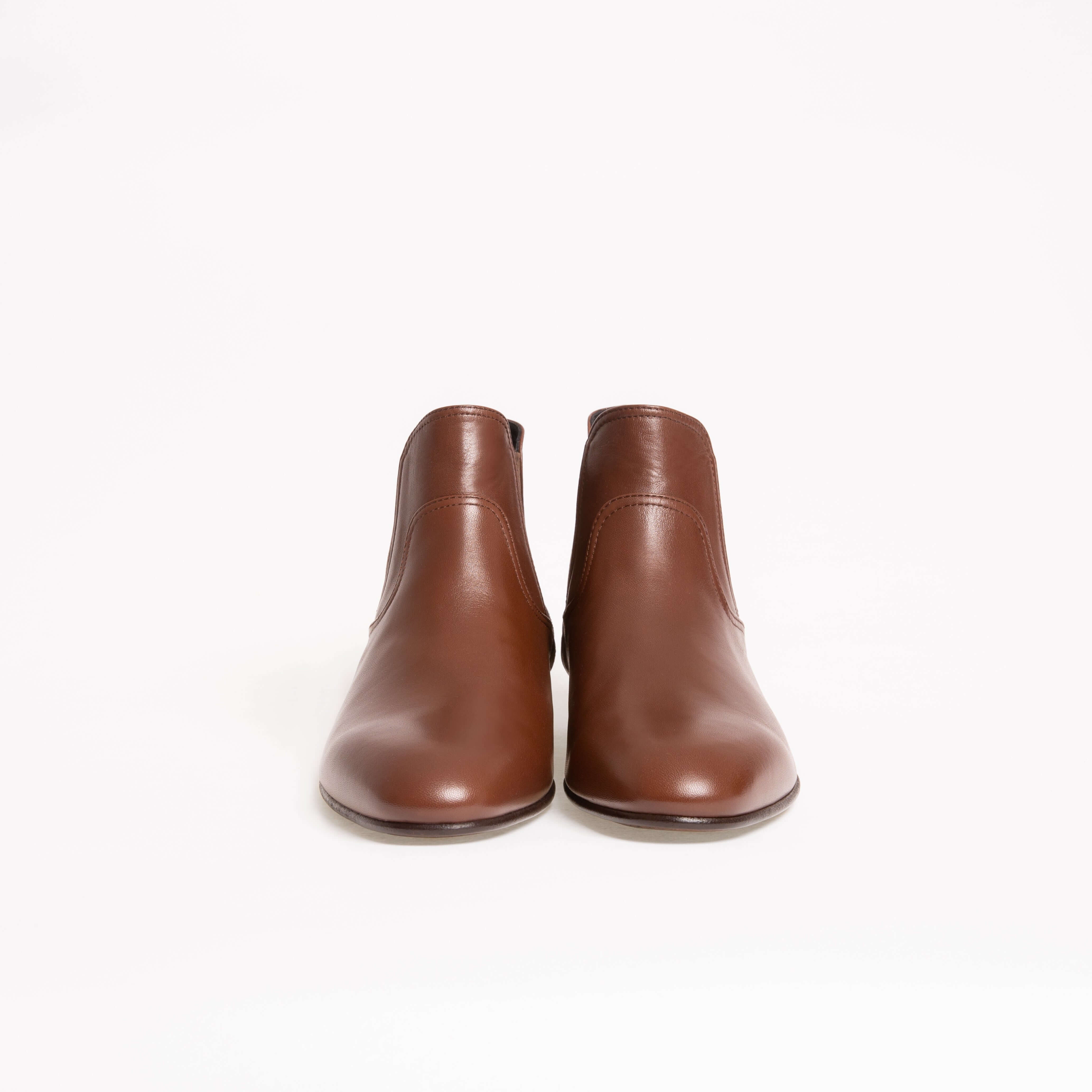 Bottine Arsène en cuir de veau lisse chocolat