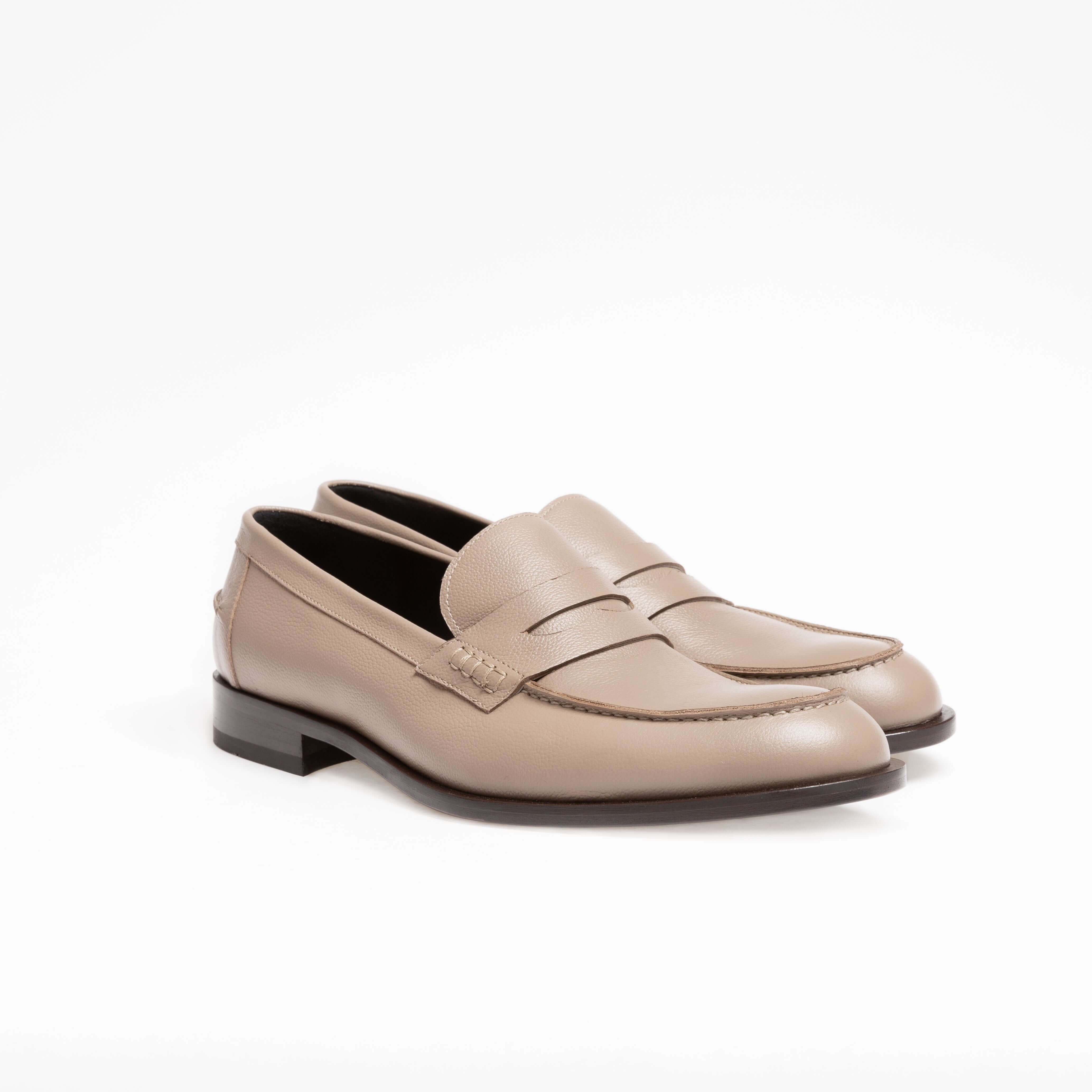 Mocassin Rudolph en cuir de veau lisse taupe