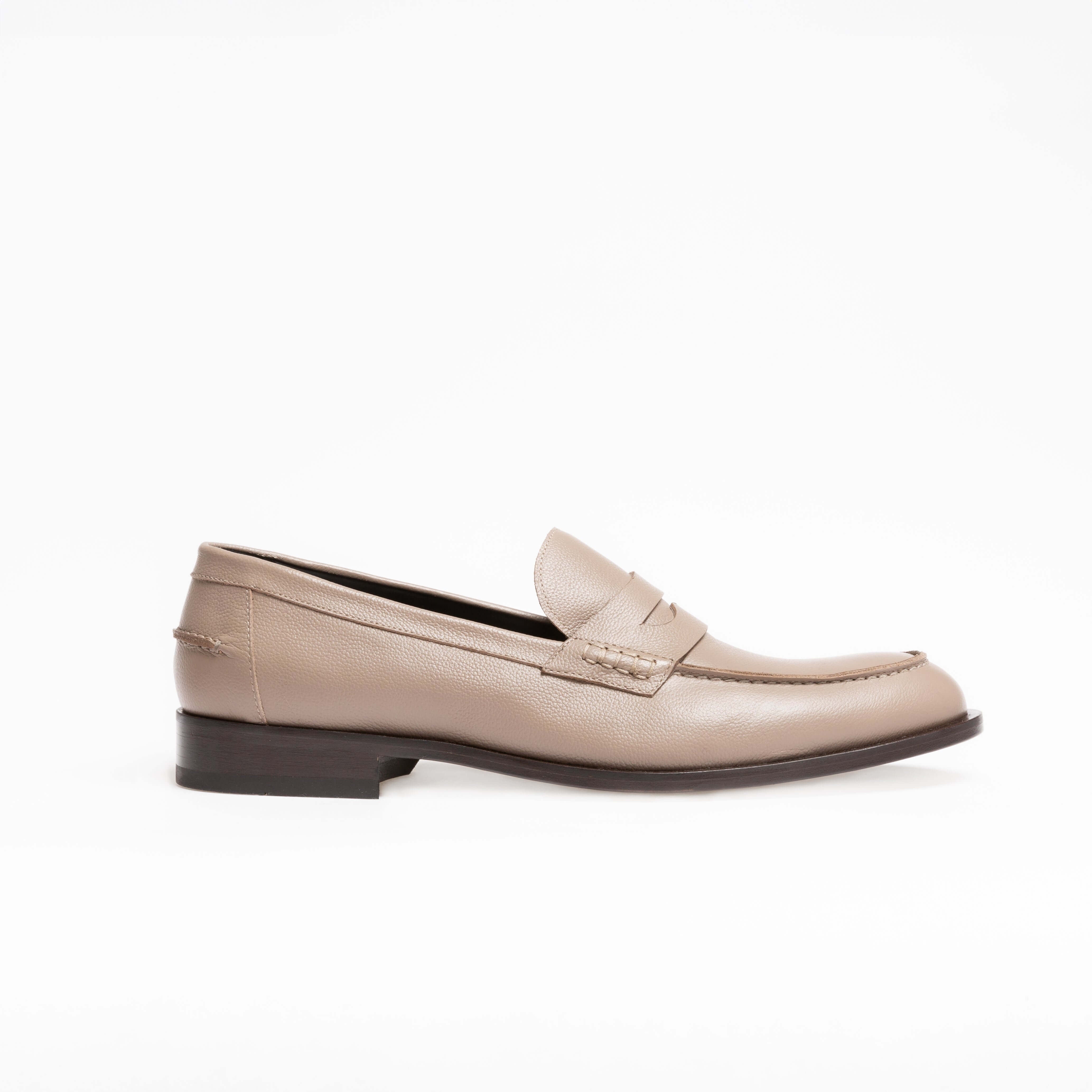 Mocassin Rudolph en cuir de veau lisse taupe