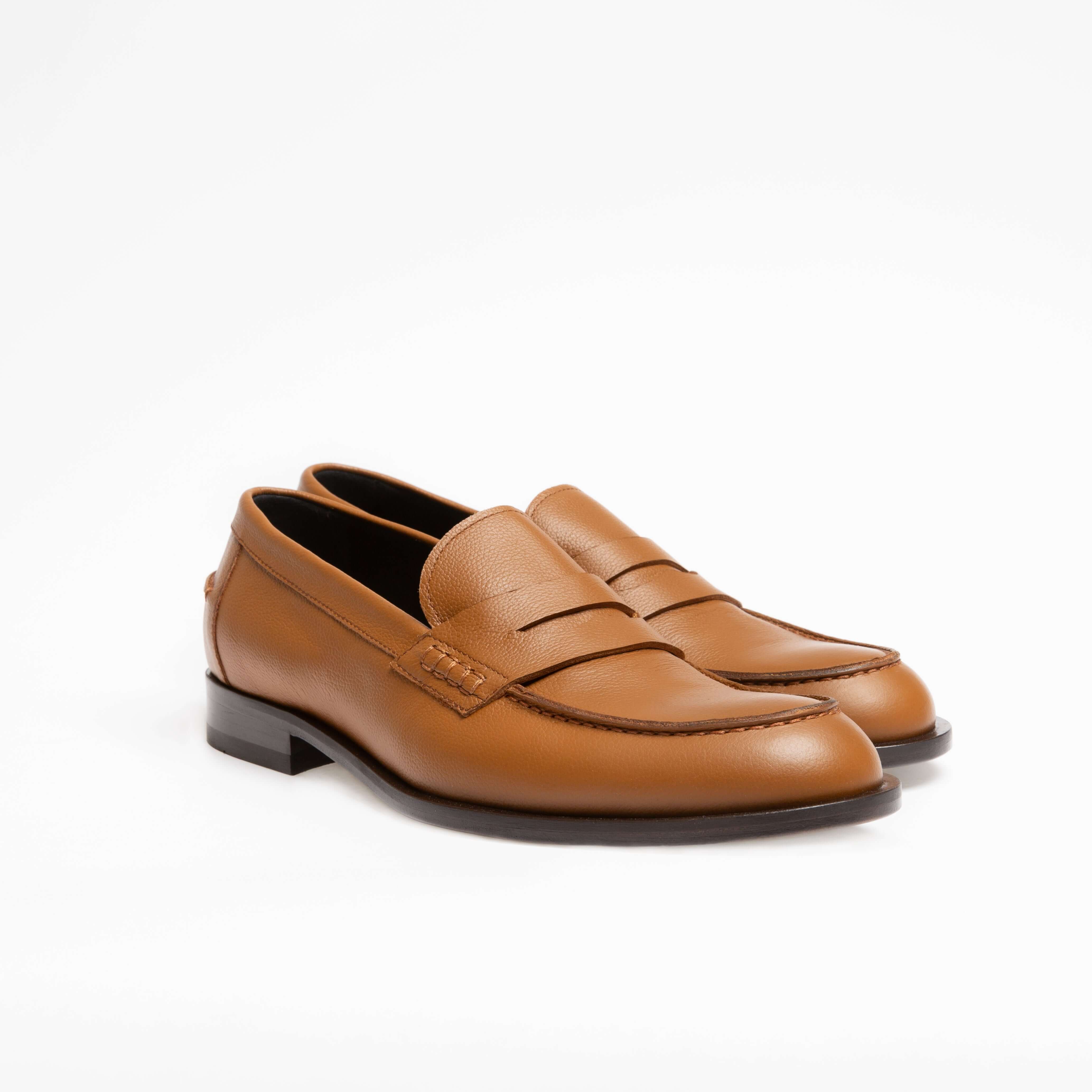 Mocassin Rudolph en cuir de veau lisse camel