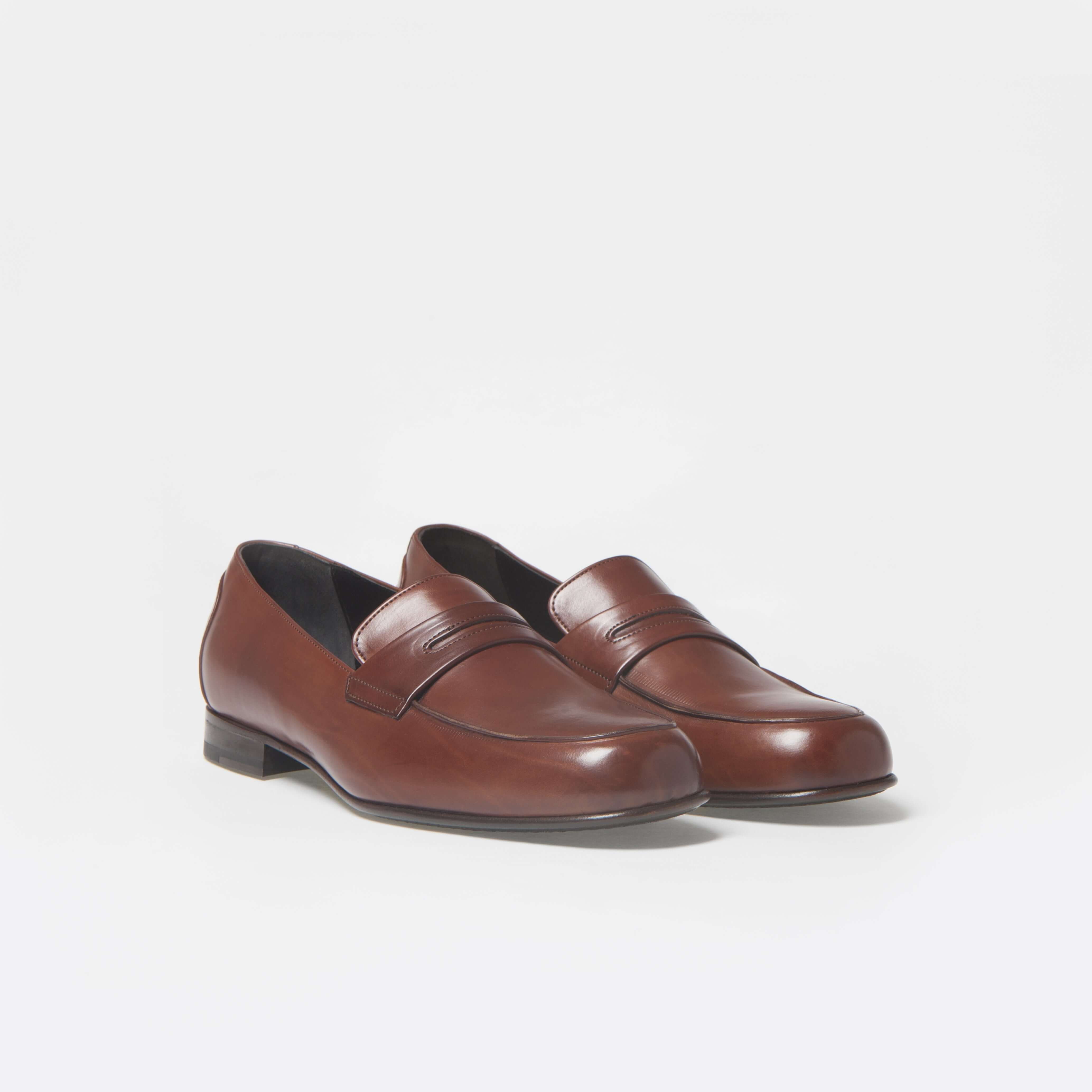 Mocassin Serge en cuir de veau lisse chocolat