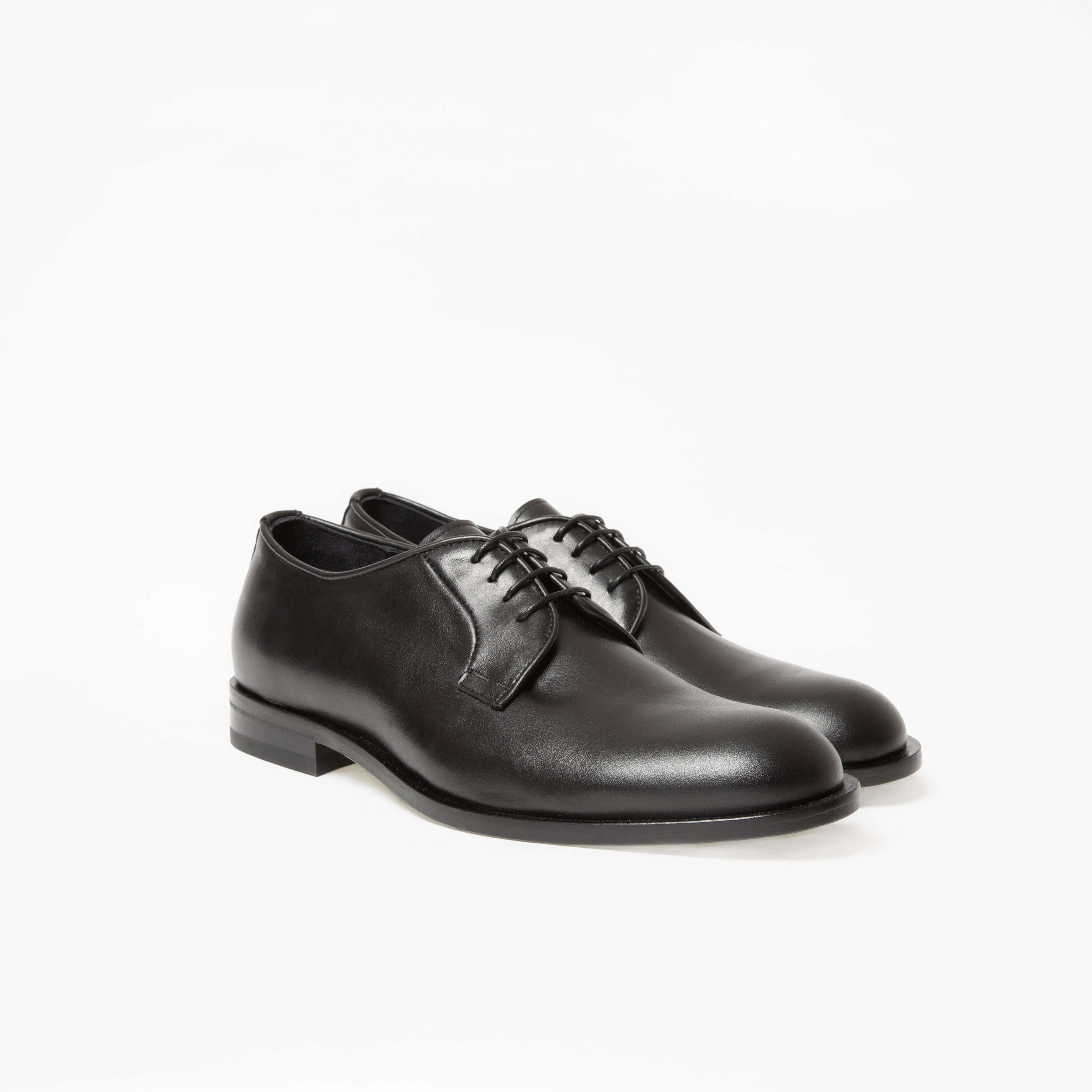 Derby Yves en cuir de veau lisse noir