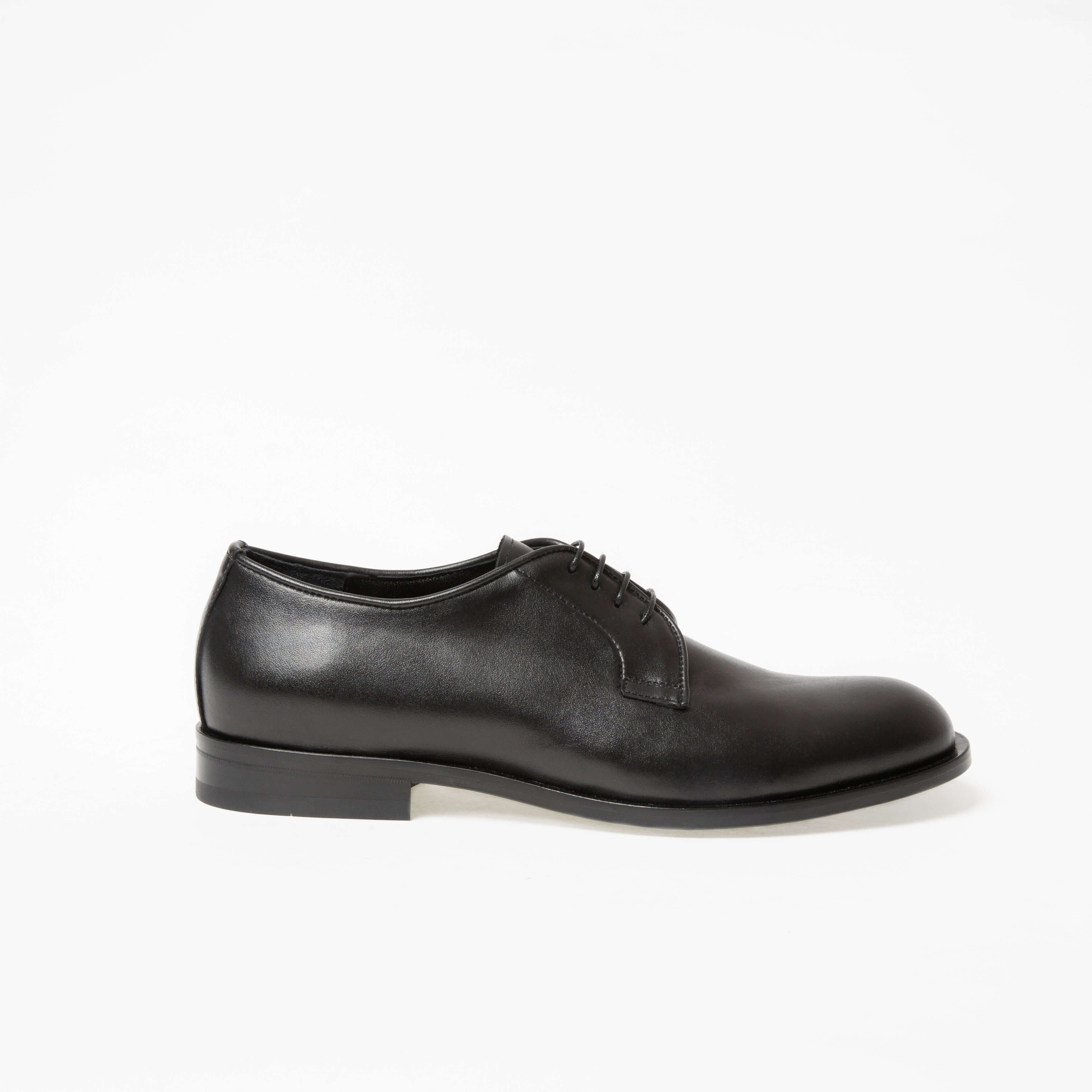 Derby Yves en cuir de veau lisse noir