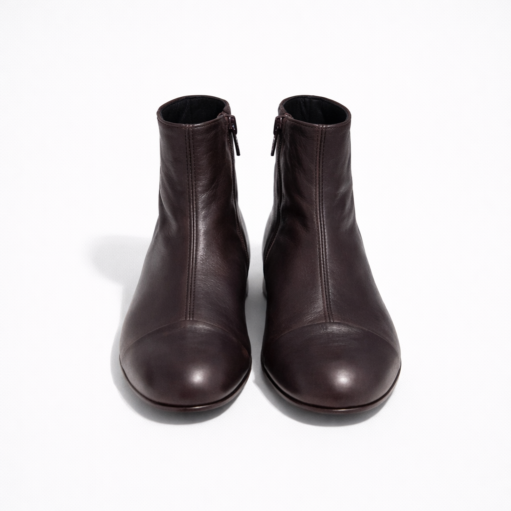 Bottine Andy en cuir de veau souple chocolat