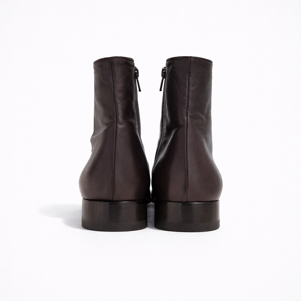 Bottine Andy en cuir de veau souple chocolat