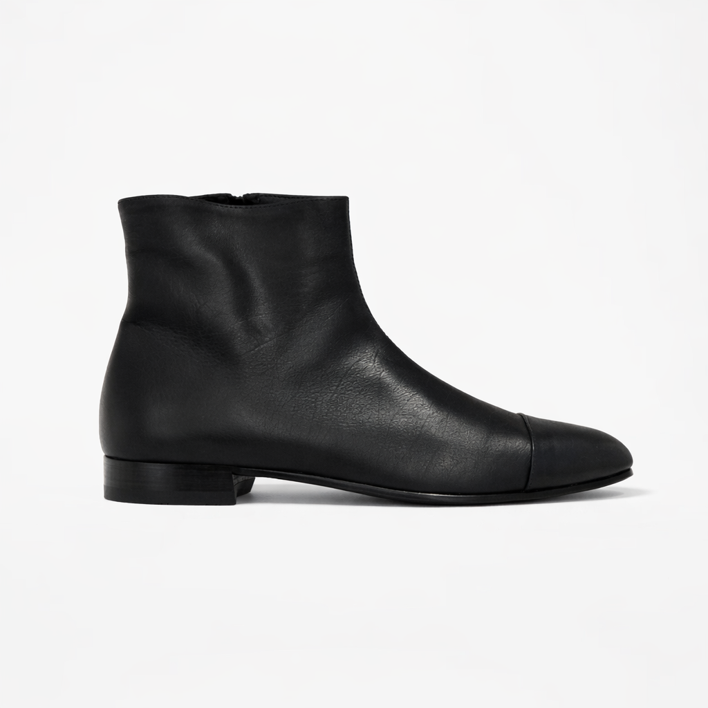 Bottine Andy en cuir de veau souple noir