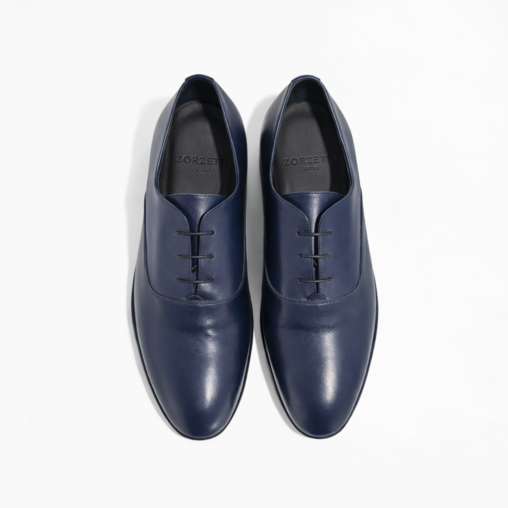 Richelieu Charles en cuir de veau lisse bleu