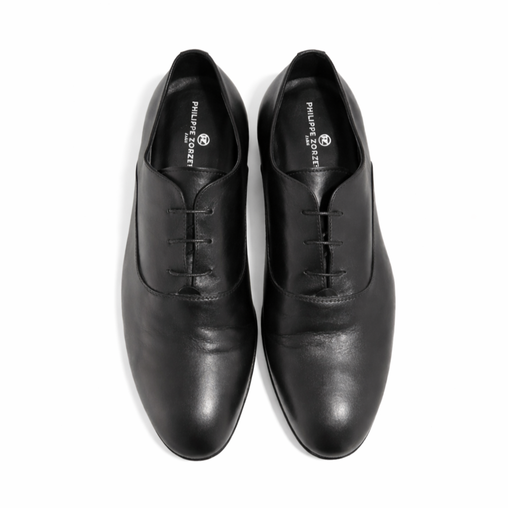 Richelieu Charles en cuir de veau lisse noir