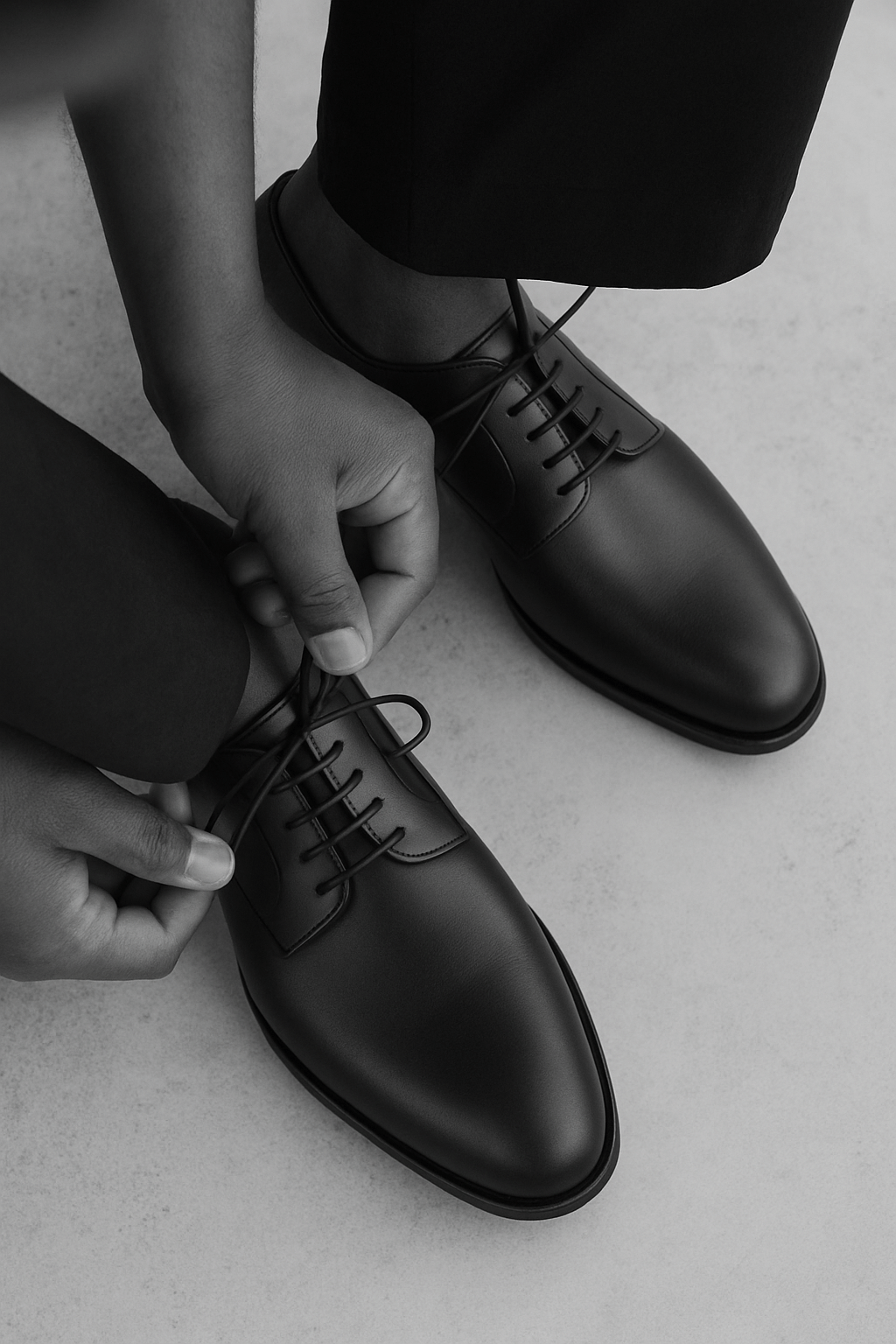 Derby Yves en cuir de veau lisse noir