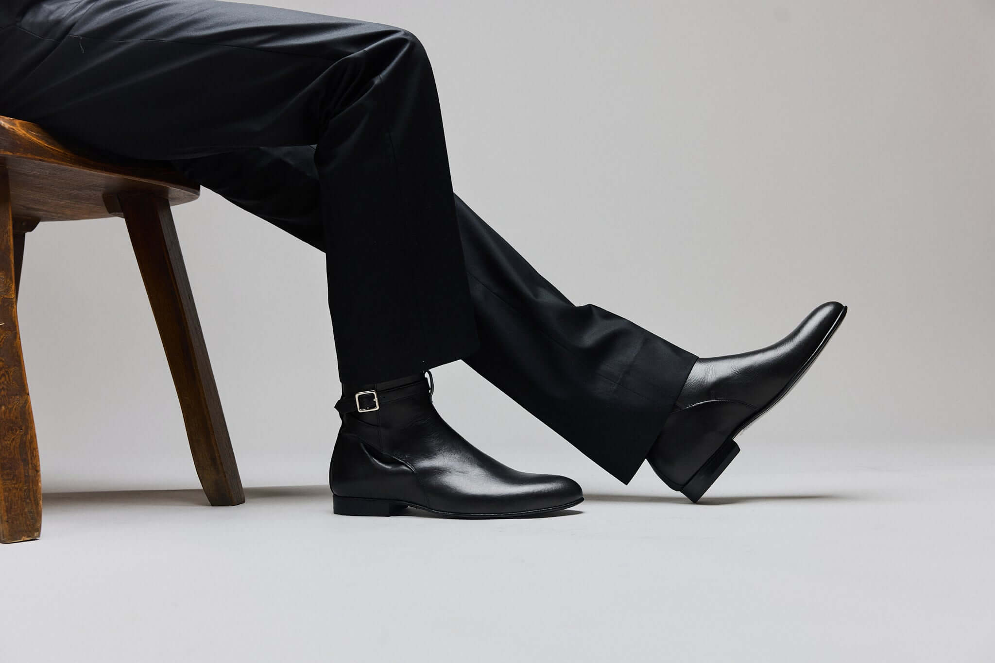 Bottine Kate en cuir de veau lisse noir