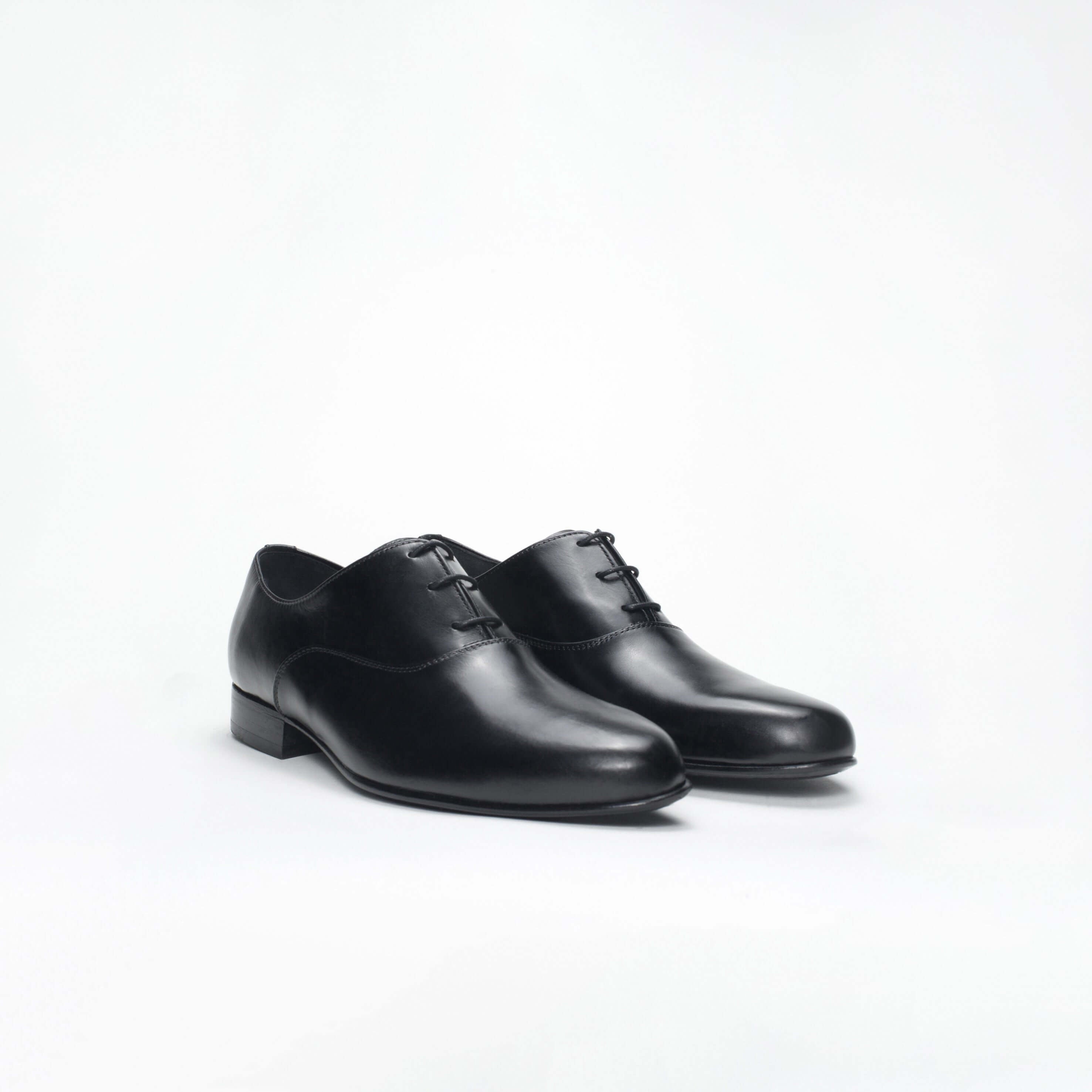 Richelieu Charles en cuir de veau lisse noir