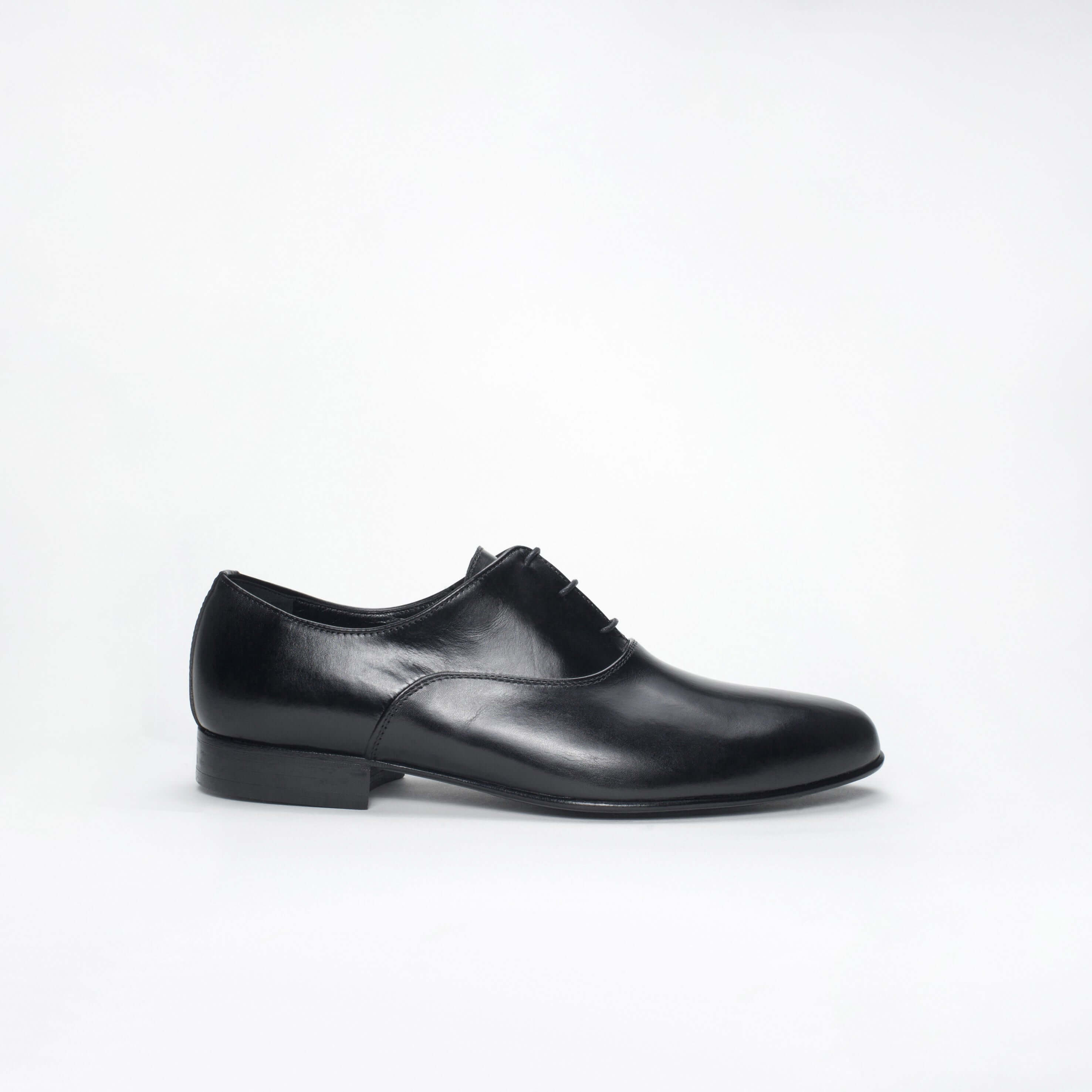 Richelieu Charles en cuir de veau lisse noir