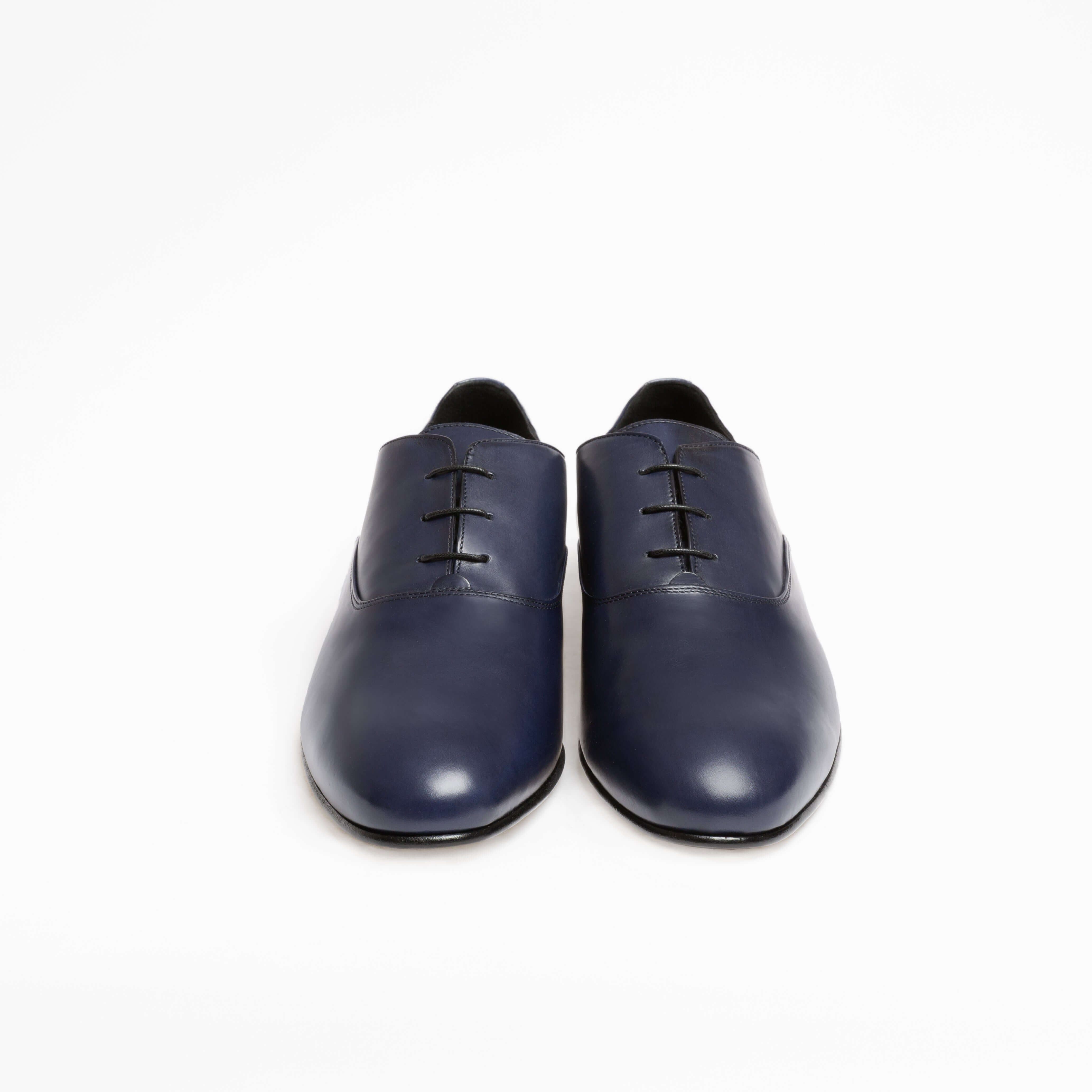 Richelieu Charles en cuir de veau lisse bleu