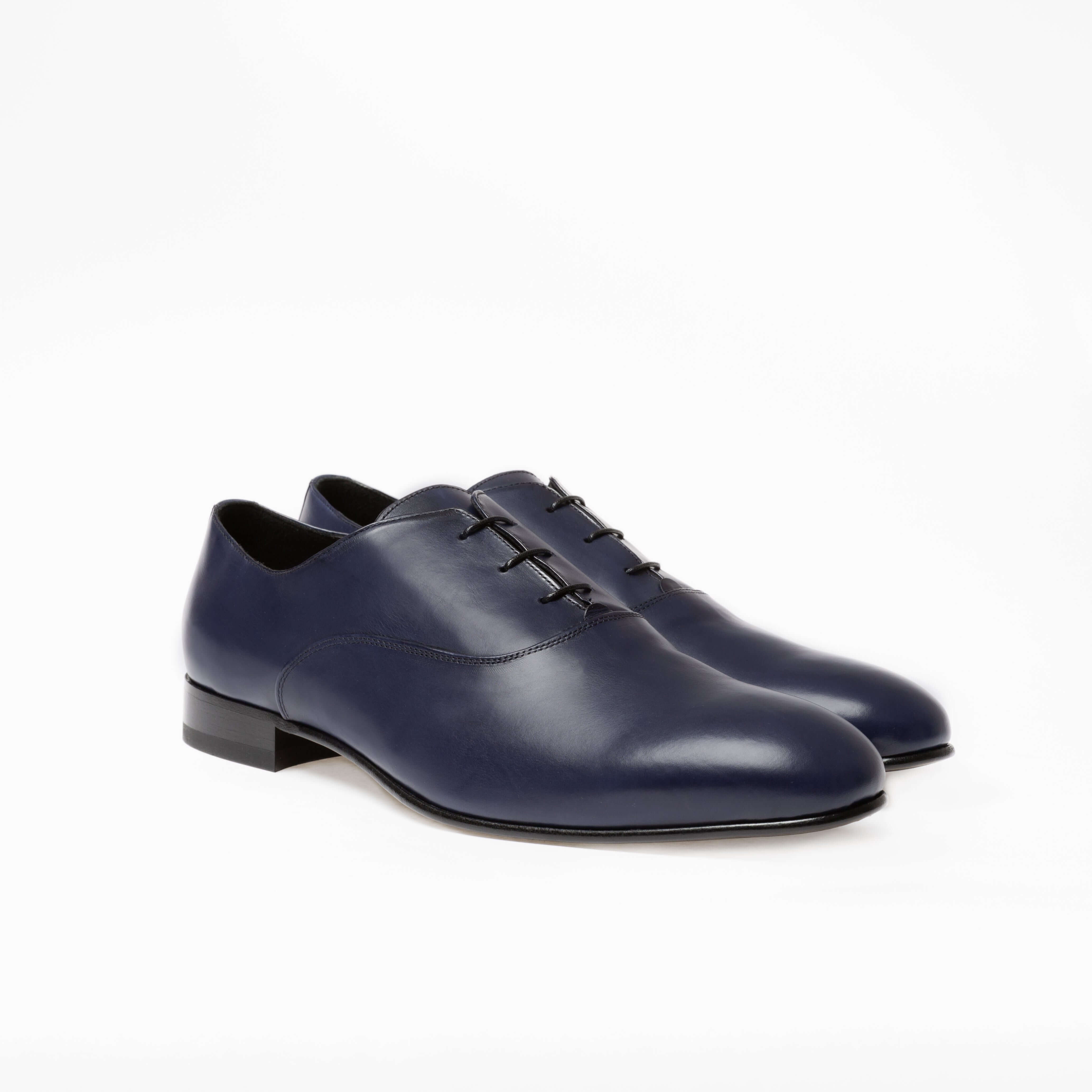 Richelieu Charles en cuir de veau lisse bleu
