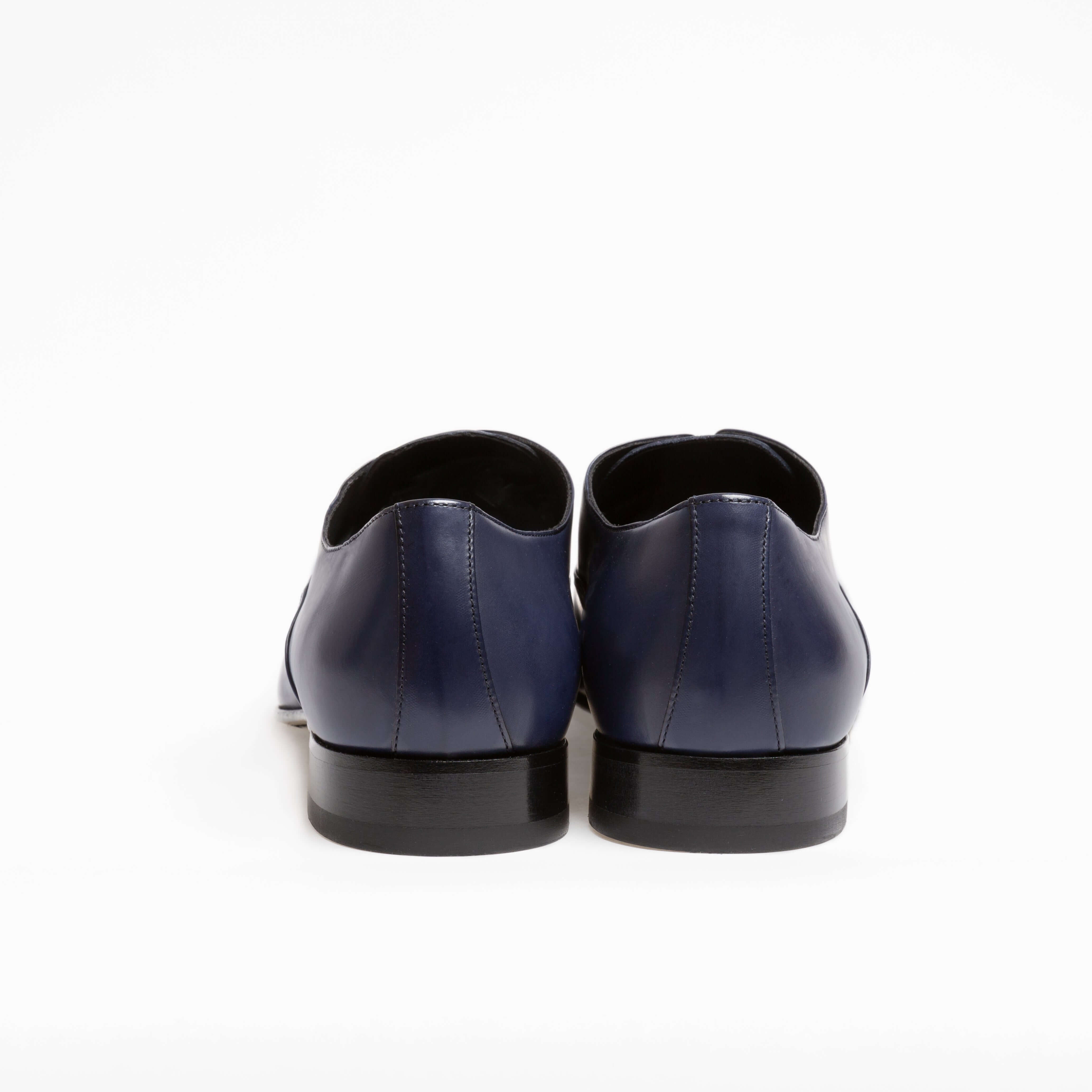 Richelieu Charles en cuir de veau lisse bleu