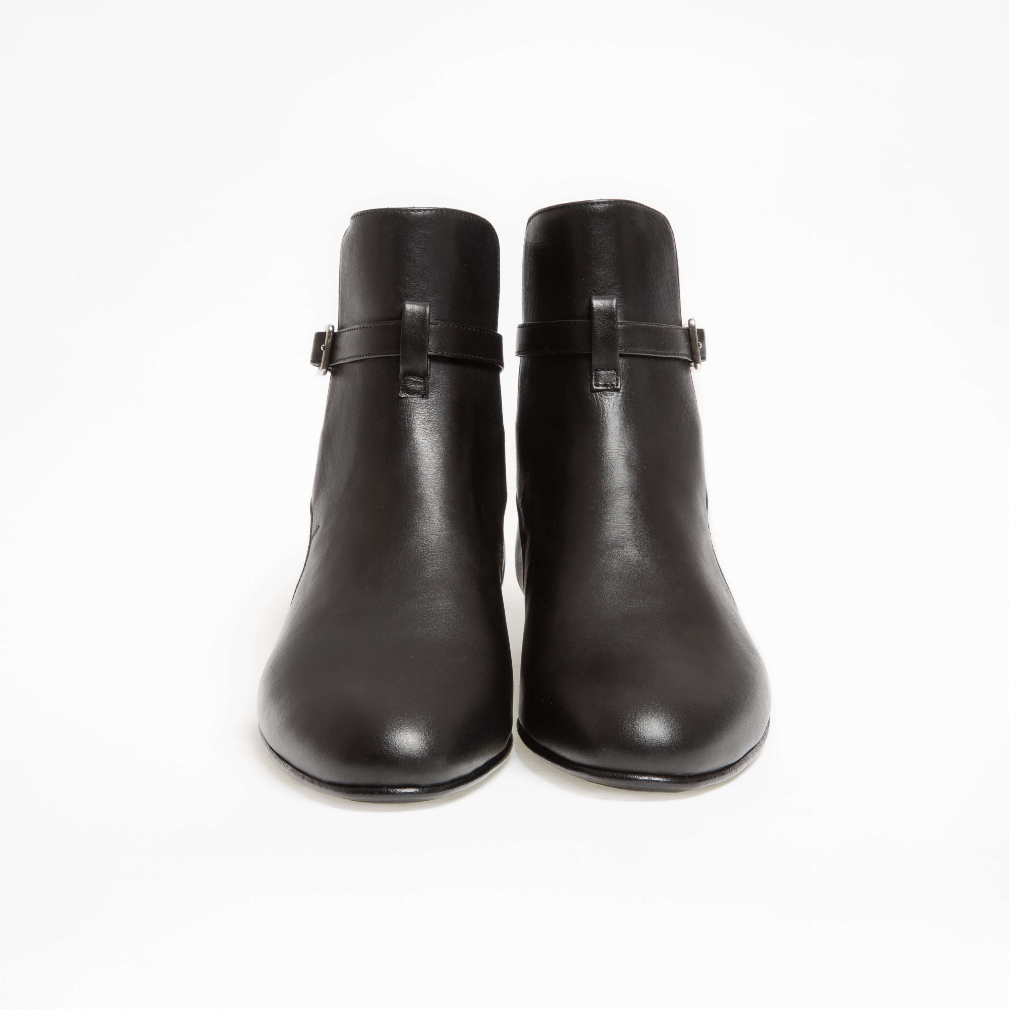 Bottine Kate en cuir de veau lisse noir