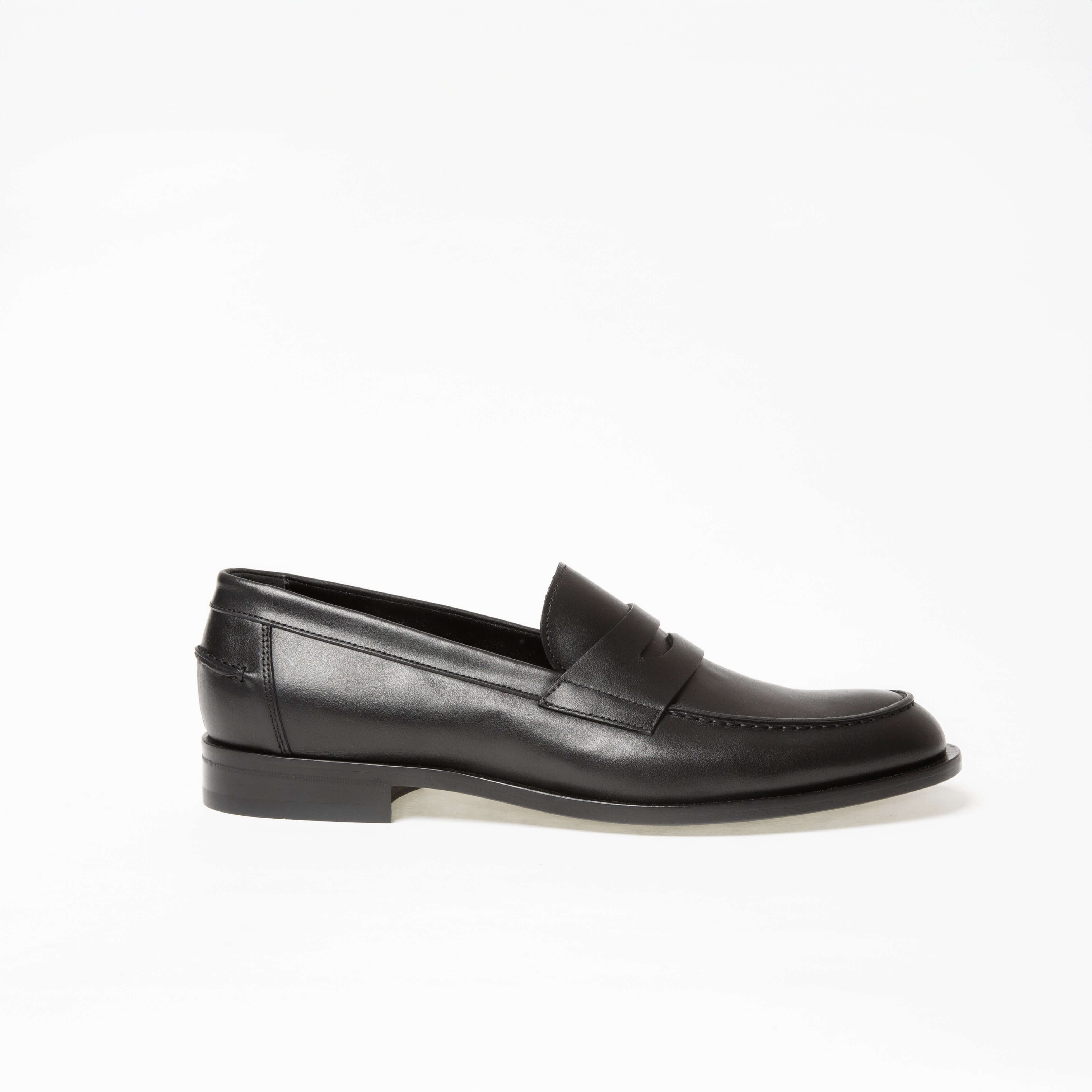 Mocassin Rudolph en cuir de veau lisse noir