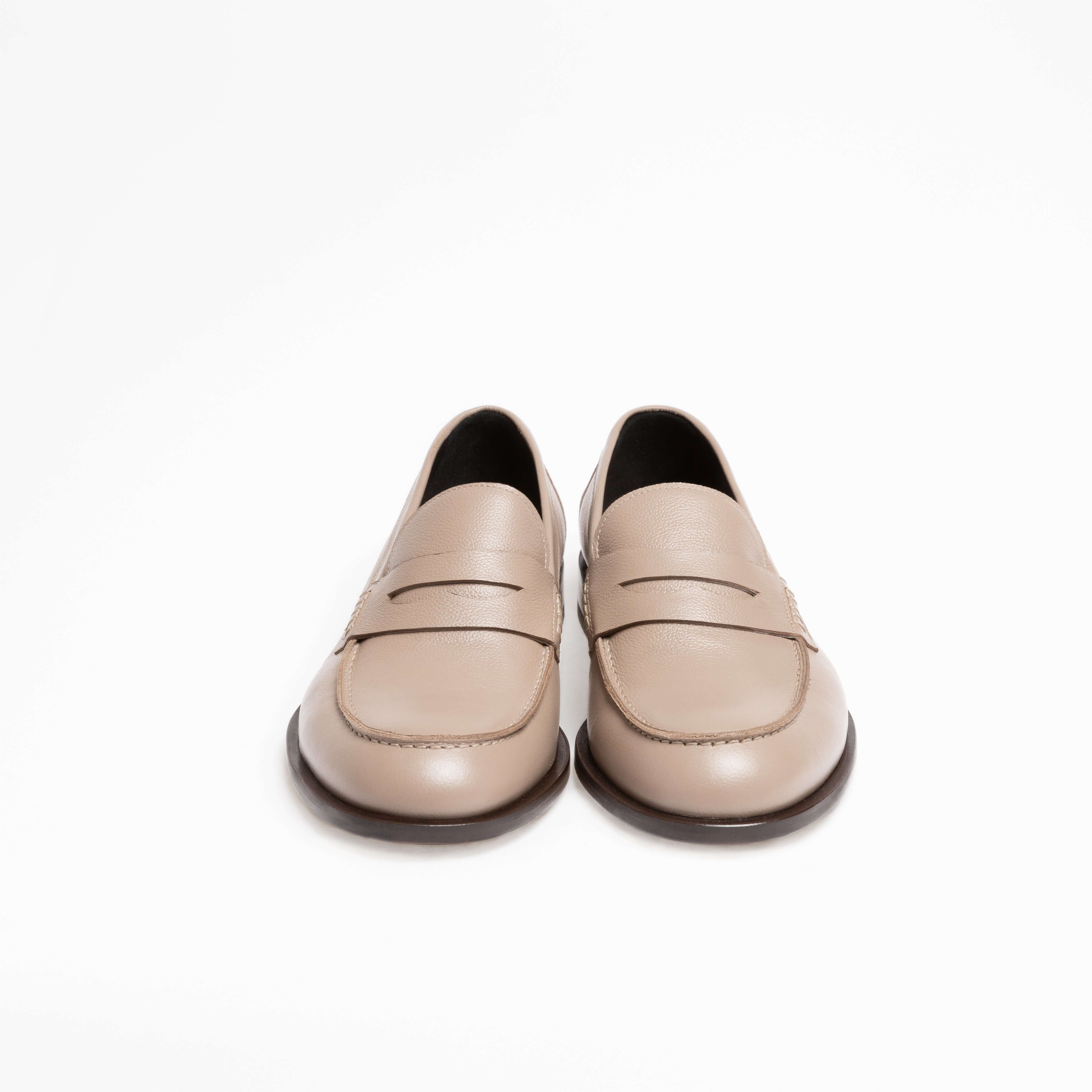 Mocassin Rudolph en cuir de veau lisse taupe