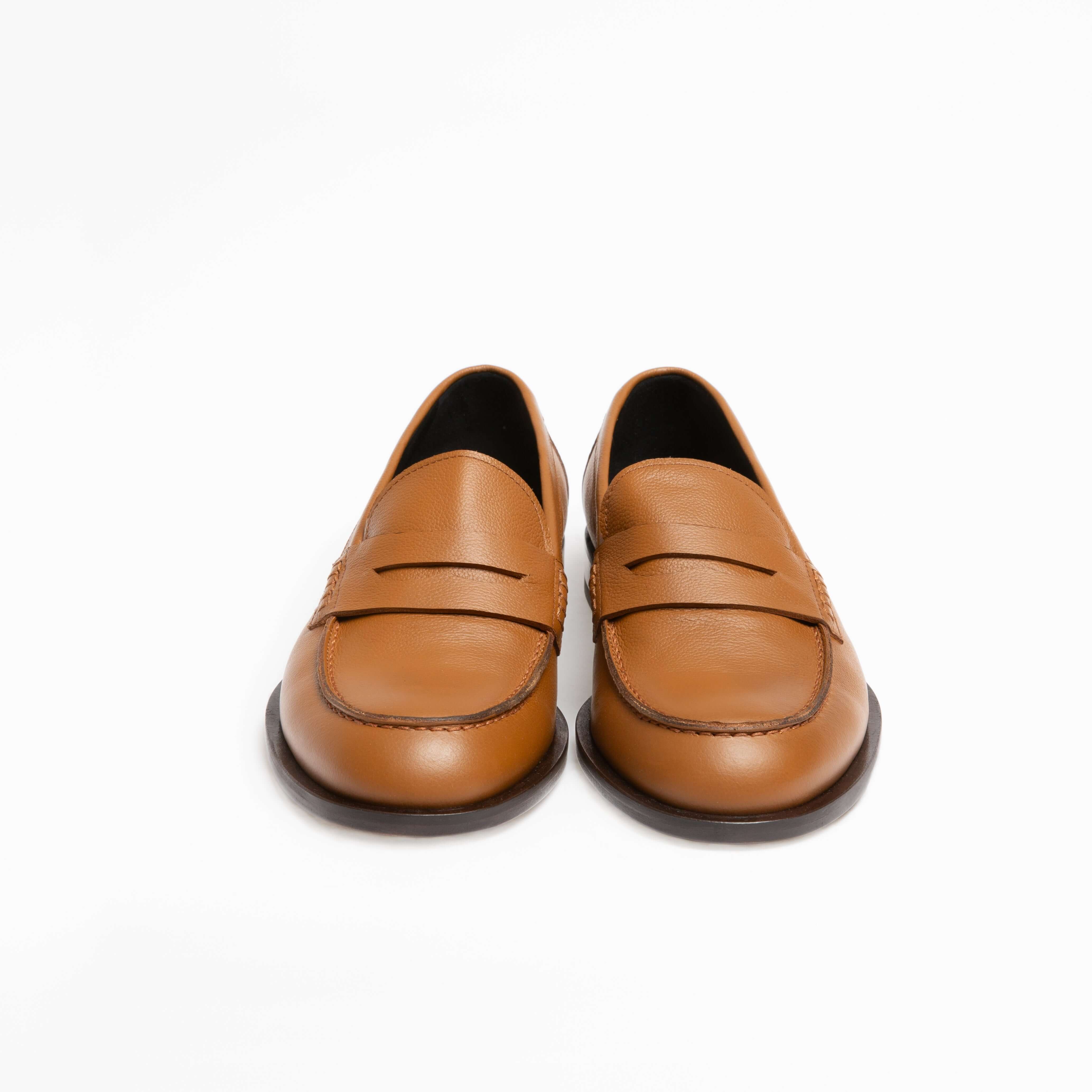 Mocassin Rudolph en cuir de veau lisse camel